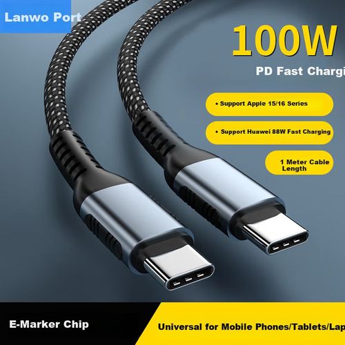 Cable LENVOG Tipo C a Tipo C 100W 5A Negro 1m