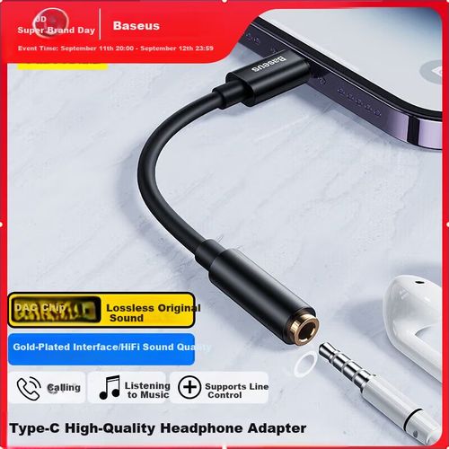 Adaptador Baseus USB-C a 3.5 mm Negro