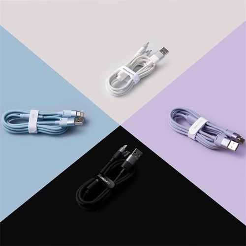 Cable Baseus 3 en 1 Apple Tipo C Micro USB Morado