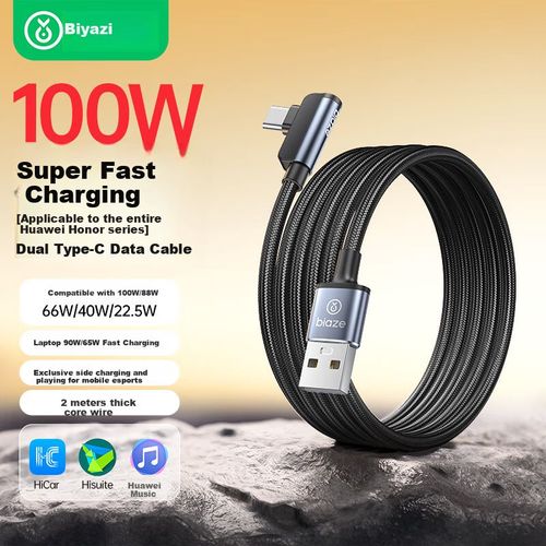 Cable BIAZE Tipo C a Tipo C 6A 2m Negro