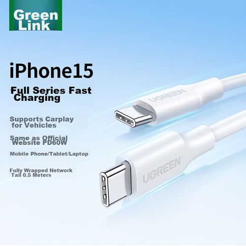 Cable UGREEN Tipo C a Lightning PD 60W Negro 0.5m