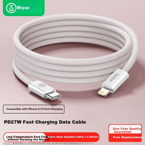 Cable BIAZE Tipo C PD20W 1.5m Negro