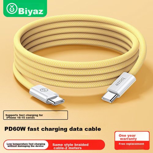 Cable BIAZE K122 Tipo-C a USB 2.0 Blanco 2m PD60W