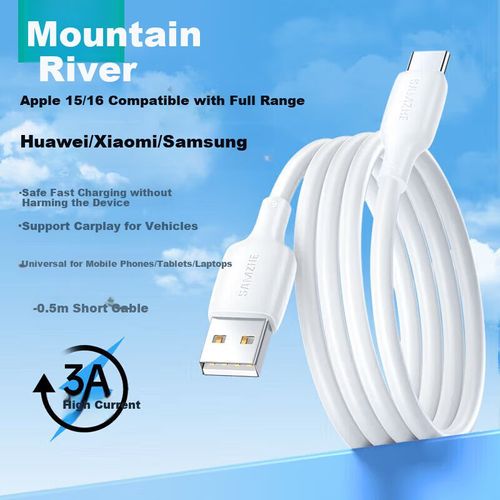 Cable SAMZHE USB-C a USB-C 0.5m Negro 3A