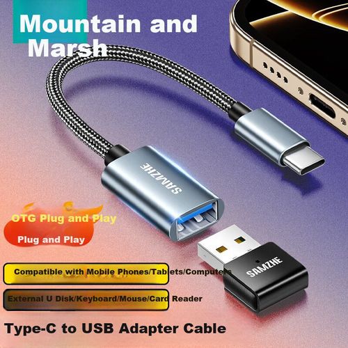 Cable SAMZHE OTG Tipo C a USB 2.0 Negro