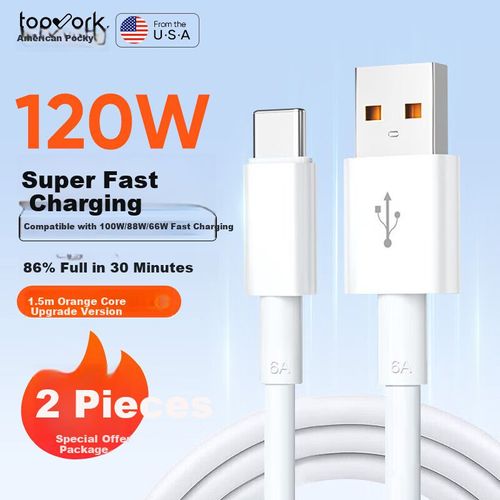 Cable Tipo C Topvork 1.5m Datos y Carga Rápida Negro