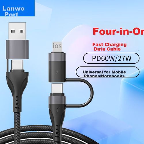 Cable Lanwo Port SAFEFASTCHARG Tipo C/Lightning Negro