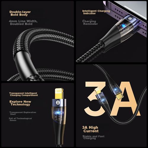 Cable BIAZE K112 Tipo C a Lightning Negro