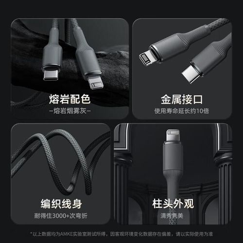 Cable AMKE Lightning carga rápida trenzado Negro