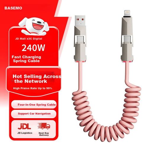 Cable Beimo 240W USB-A/USB-C a USB-C/Lightning Rosa