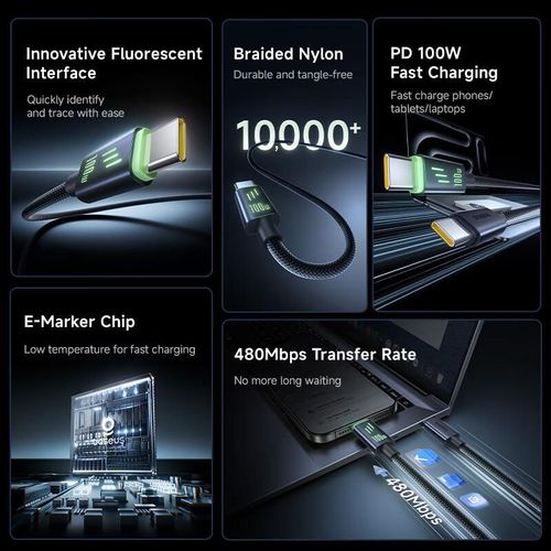 Cable Baseus Tipo C a Tipo C 2m Negro