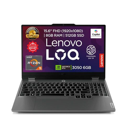 Laptop Lenovo Gamer LOQ 15ARP9 AMD Ryzen 5 8GB RAM 512GB SSD 15.6" Gris Luna