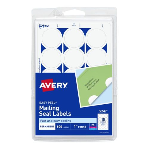 Etiquetas redondas Avery para envíos tamaño Avery 600 unidades color blanco imprimibles