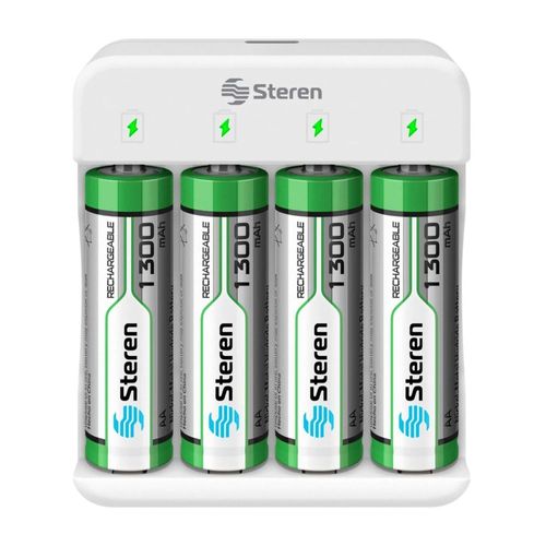 Cargador de pilas "aa" y "aaa" c/4 pilas steren