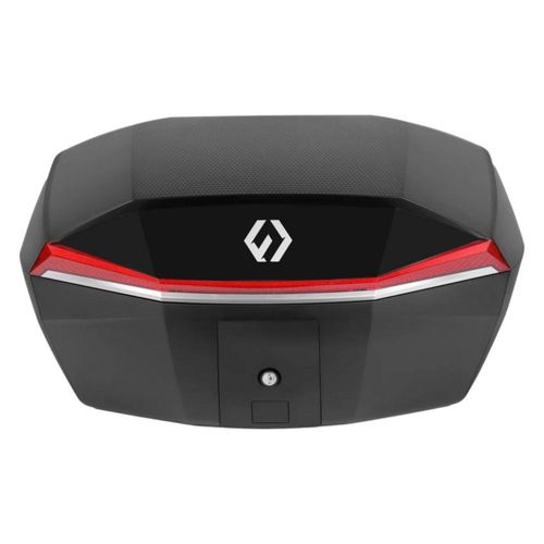 Baul Para Motos Furchtlos 48 Litros Shield Top Case L Luxe Negro Rojo