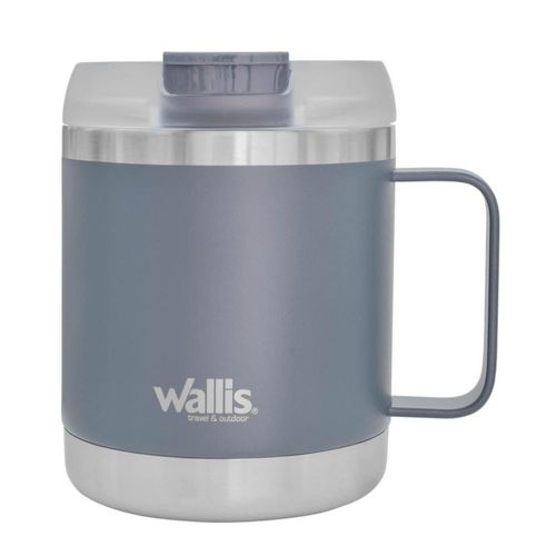 Taza térmica Wallis modelo M28906114, con protector a salpicaduras y tapa rosca, 470 ml, gris claro mate