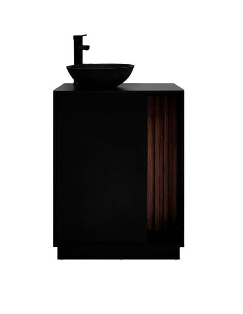 Gabinete EMMET para Baño con Ovalín y Llave Mezcladora, Mueble con Lavabo Moderno, Puerta de Almacenamiento y Diseño Elegante.