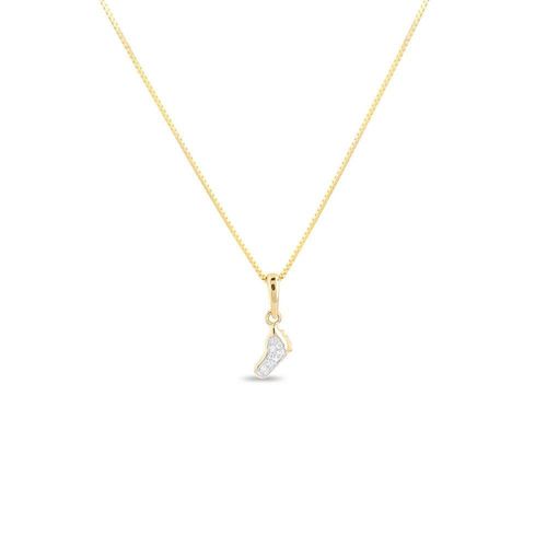 Dije De Pie Con Cadena Oro Amarillo 14K Con 2Pts De Diamante