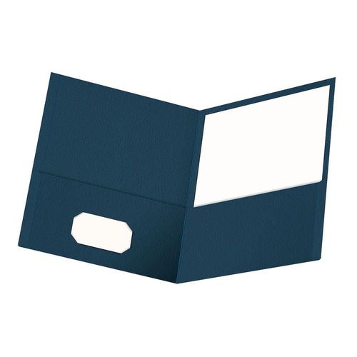 Carpeta Oxford de papel texturizado con doble bolsillo azul oscuro 25 unidades