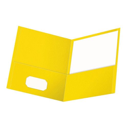 Carpeta Oxford de papel texturizado con doble bolsillo 25 cajas color amarillo