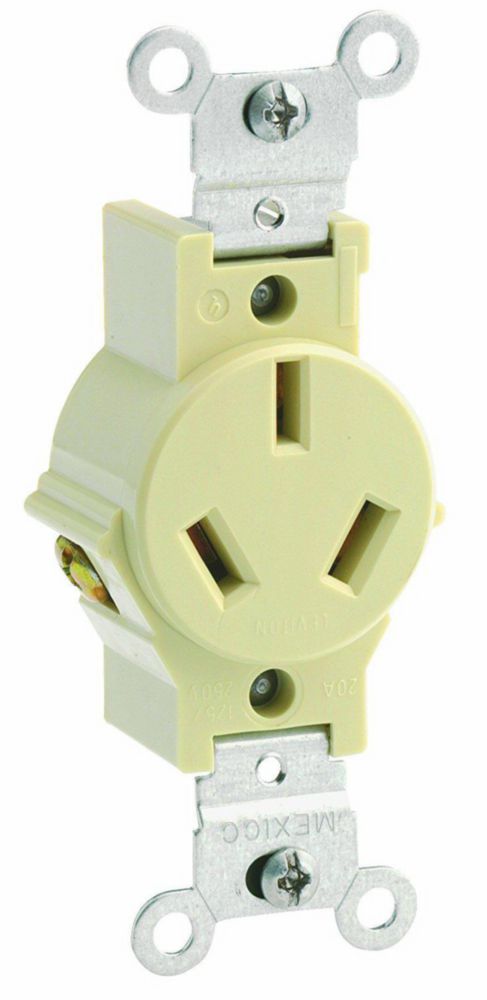 Enchufe eléctrico Leviton de 20 amperios 125/250 V cuerpo estrecho 5032-I