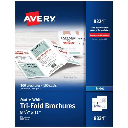 Papel para folletos Avery imprimible en tres pliegues 8.5 x 11 pulgadas 100 hojas