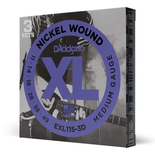 Cuerdas para guitarra eléctrica D'Addario XL Nickel EXL115-3D