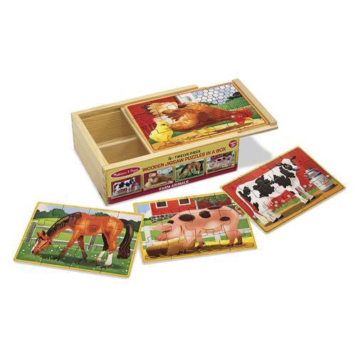 Rompecabezas Melissa & Doug Farm 4 en 1 de madera 48 piezas