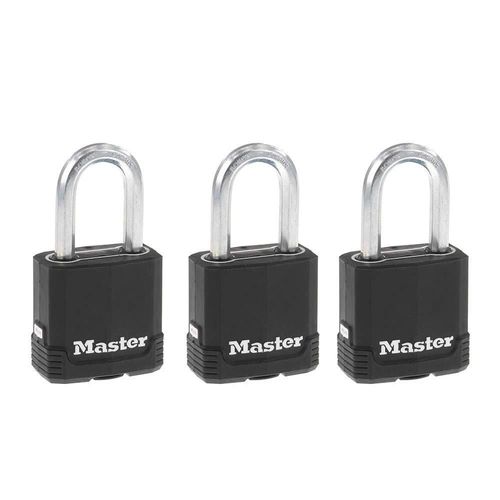 Padlock Master Lock negro con llave Magnum paquete de 3