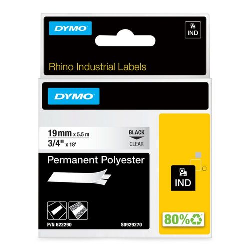 Etiqueta DYMO Rhino Industrial de poliéster permanente de 19 mm x 55 m