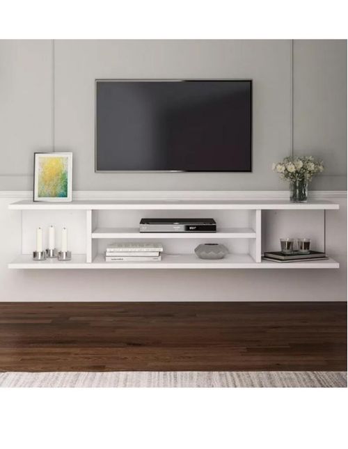 Repisa Flotante O Mesa Tv Moderna Color Blanco 120cm Moderno