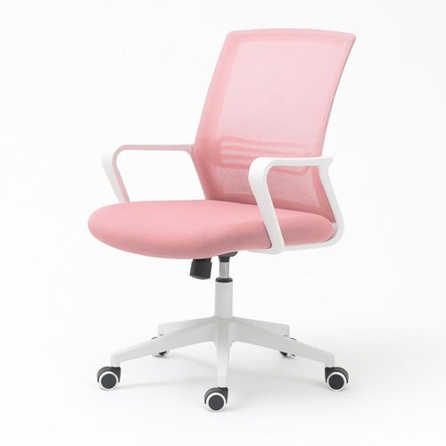 Silla Ejecutiva Rosa con Respaldo Ergonómico y Base Giratoria