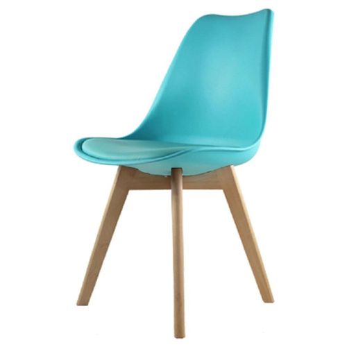 Set de 4 Sillas de Comedor Acolchadas para Hogar en Color Turquesa de Estilo Minimalista