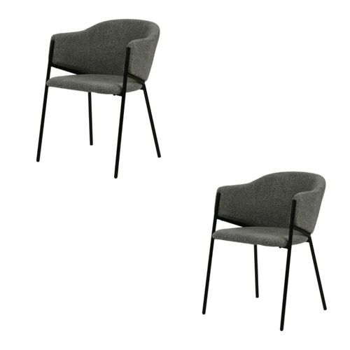 Set de 2 Sillas de Comedor Gris con Asiento Acojinado