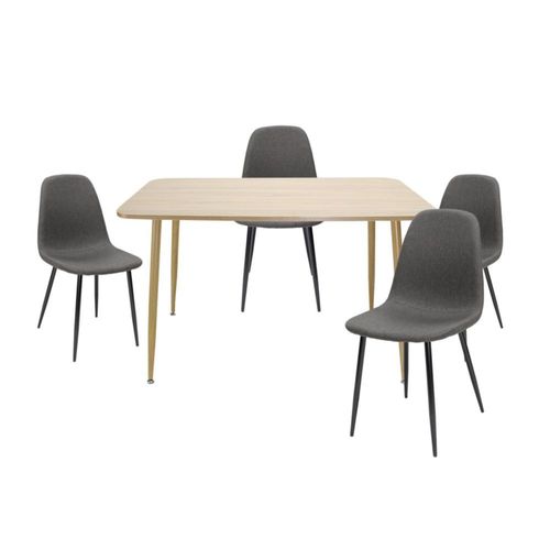 Comedor Rectangular 120x70 cm Roble con 4 Sillas Murcia Grises Estiilo Contemporaneo