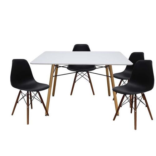Set de Comedor Mesa Oslo Blanca con 4 Sillas Oslo Nogal Negro