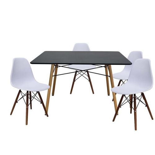 Set de Comedor Mesa Oslo Negro con 4 Sillas Oslo Nogal Blanco