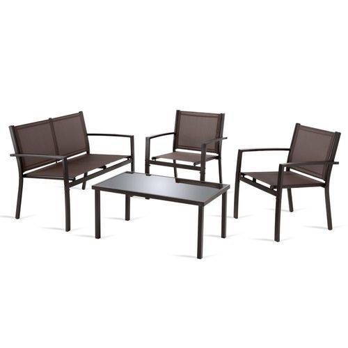 Sala exterior para jardín mesa sillón greenhouse 4 pzas Café