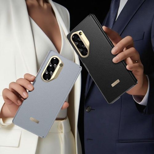 Funda Para SAMSUNG Galaxy Z Fold6 Aimeichen Cuero Tecnológico Gris Magnética