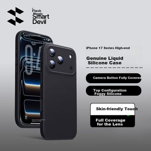 Funda Para IPHONE 17 Pro Shanmo Silicona Líquida Negro Resistente al agua