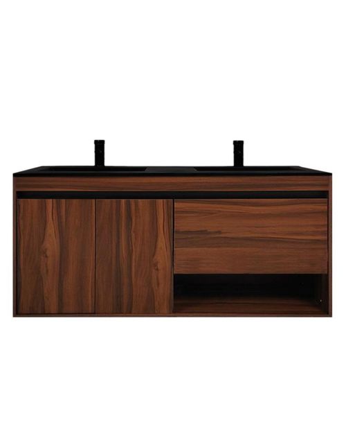 Gabinete De Baño Flotante con Doble Lavamanos y Monomando, Diseño Moderno.