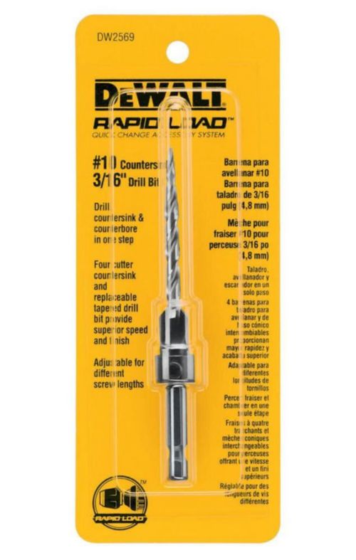 Broca avellanada DeWalt DW2569 #10 de cuatro cuchillas con 3/16 pulgadas