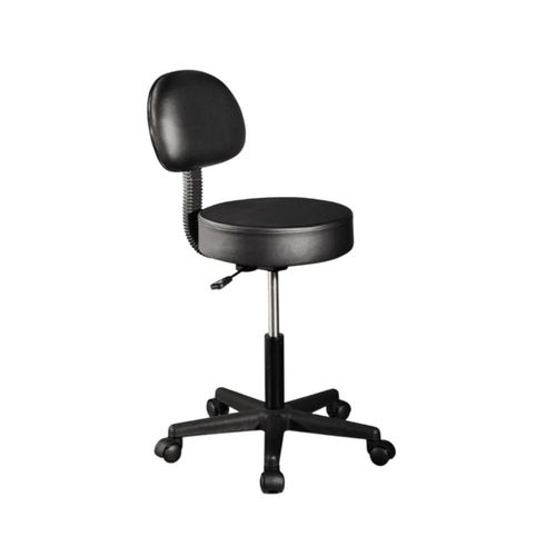 Taburete Banco con Respaldo Ask Negro 360° Vanlig Ergonómico Hidráulico con Altura Ajustable para Consultorio Spa Tatoo