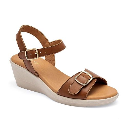 Gilardi sandalia cuña para mujer camel cod 140429-E