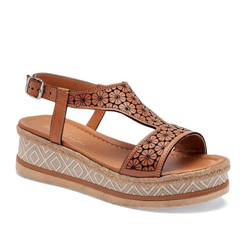 Mora Tierra sandalia artesanal piel para mujer camel cod 140642-E