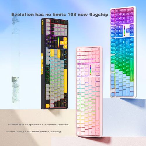 Teclado Mecanico Inalambrico Redragon KS108 Gris Negro Amarillo