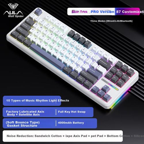 Teclado Mecánico AULA F87Pro Gris Star Trek Inalámbrico Personalizable