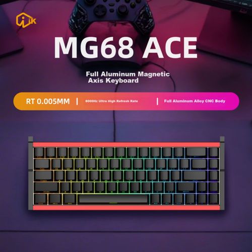 Teclado Mecánico Aishitou MG68 Negro Rojo Switch Magnético