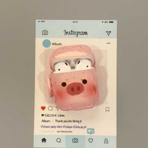 funda Beiyipin AirPods 1 y 2 diseño cerdito rosa