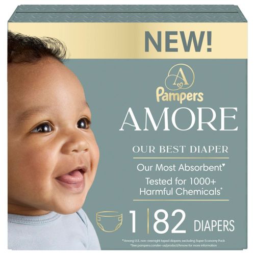 Pañales Pampers Amore talla 1 (4-6 kg) 82 unidades hipoalergénicos